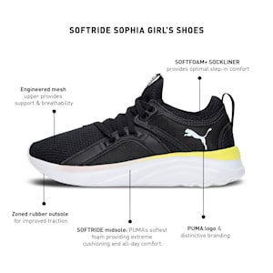 SOFTRIDE Sophia Girl's Running Shoes, Puma Black-Puma White, extralarge-IND