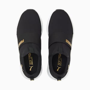SOFTRIDE Sophia Women's Slip-On Walking Shoes, Puma Black-Puma Team Gold, extralarge-IND