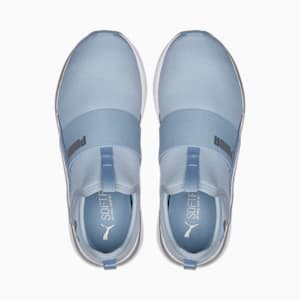 SOFTRIDE Sophia Women's Slip-On Walking Shoes, Blue Wash-Metallic Silver, extralarge-IND