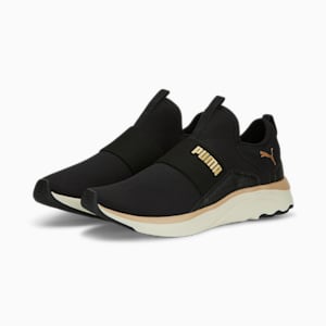 SOFTRIDE Sophia Women's Slip-On Walking Shoes, PUMA Black-PUMA Gold-Warm White, extralarge-IND