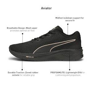 Aviator Unisex Running Shoes, Puma Black-Rose Gold, extralarge-IND