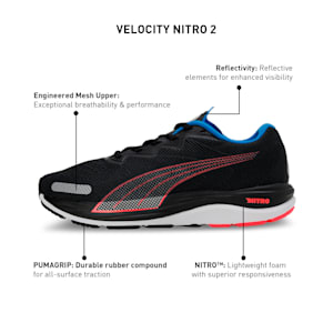 Velocity Nitro 2 Men's Running Shoes, Puma Black-Fire Orchid-Ultra Blue, extralarge-IND