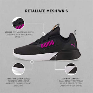 Retaliate Mesh Women's Running Shoes, Puma Black-Neon Citrus-Deep Orchid