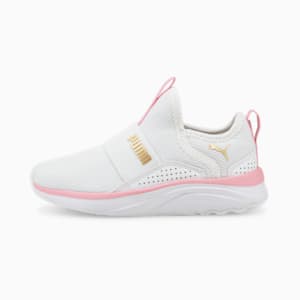キッズ ソフト ソフィア スリッポン PS 17-21cm, Puma White-PRISM PINK-Puma Team Gold