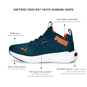 Softride Enzo Nxt Youth Running Shoes, Dark Night-Rickie Orange