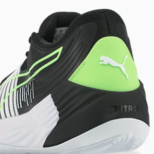 Fusion Nitro Basketball Shoes, Puma Black-Green Glare, extralarge