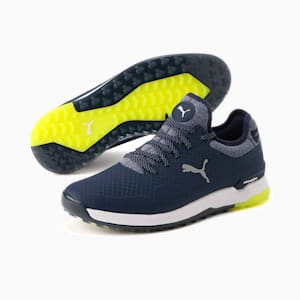 ゴルフ プロアダプト アルファキャット  スパイクレス シューズ, Peacoat-Puma Silver-Safety Yellow, extralarge-JPN