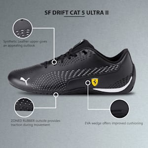 Scuderia Ferrari Drift Cat 5 Ultra II Unisex Sneakers, Puma Black-Puma White, extralarge-IND