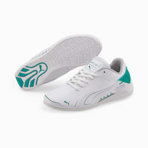 Zapatos de automovilismo Mercedes F1 Drift Cat Delta para niños grandes, Puma White-Spectra Green