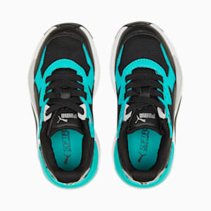 Mercedes F1 X-Ray Speed AC Kids' Motorsport Shoes, PUMA Black-Spectra Green-PUMA Silver