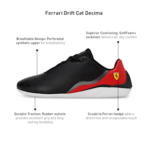 Ferrari Drift Cat Decima Unisex Sneakers, PUMA Black-Rosso Corsa-PUMA White, extralarge-IND