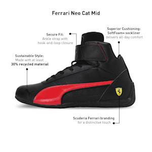 Scuderia Ferrari Neo Cat Mid Top Motorsport Unisex Shoes, PUMA Black-Rosso Corsa, extralarge-IND
