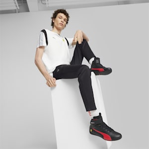 Scuderia Ferrari Neo Cat Mid Top Motorsport Unisex Shoes, PUMA Black-Rosso Corsa, extralarge-IND