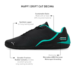 Mercedes AMG Petronas F1 Drift Cat Decima Unisex Sneakers, PUMA Black-Spectra Green, extralarge-IND