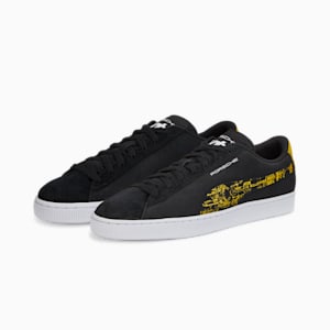 Porsche Legacy Suede Motorsport Shoes, Puma Black-Lemon Chrome-Puma White, extralarge