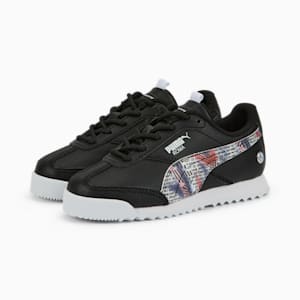 BMW M Motorsport Roma Via Little Kids' Motorsport Shoes, Puma Black-Puma White, extralarge