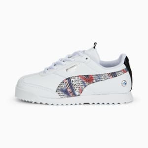 BMW M Motorsport Roma Via Little Kids' Motorsport Shoes, Puma White-Puma Black