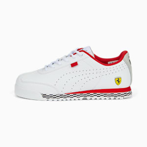 Zapatos de automovilismo Scuderia Ferrari Roma Via Perf JR, Puma White-Puma White