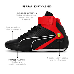 Scuderia Ferrari Kart Cat RL Mid Unisex Sneakers, PUMA Black-Rosso Corsa, extralarge-IND