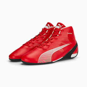 Chaussures de sports automobiles Scuderia Ferrari Carbon Cat Mid, Rosso Corsa-PUMA White-PUMA Black