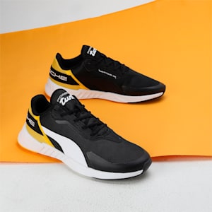 Porsche Legacy Tiburion Logo Unisex Sneakers, PUMA Black-Lemon Chrome, extralarge-IND