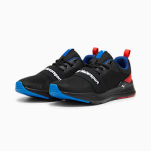 BMW M Motorsport Wired Run Unisex Driving Shoes, PUMA Black-Pop Red-Pro Blue, extralarge-IND