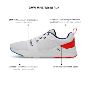 BMW M Motorsport Wired Run Unisex Driving Shoes, PUMA White-Pop Red-Cool Cobalt, extralarge-IND