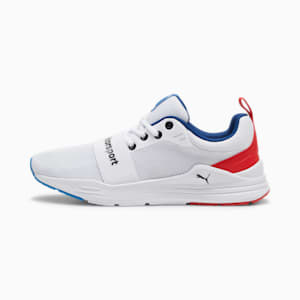 BMW M Motorsport Wired Run Unisex Driving Shoes, PUMA White-Pop Red-Cool Cobalt, extralarge-IND