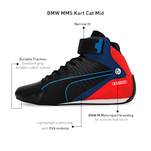 BMW M Motorsport Kart Cat Mid Men's Driving Shoes, PUMA Black-Pop Red, extralarge-IND