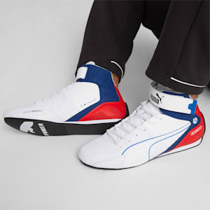 BMW M Motorsport Kart Cat Mid Men's Driving Shoes, PUMA White-Pop Red, extralarge-IND