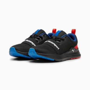 BMW M Motorsport Wired Run Youth Sneakers, PUMA Black-Poppy Red, extralarge-IND