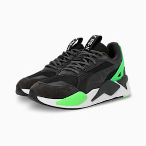 Mercedes-AMG Petronas F1® RS-X Textile Motorsport Sneakers, PUMA Black-PUMA White-Fizzy Green, extralarge-IND