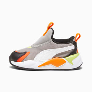 Zapatos deportivos sin cordones RS-X³ para bebé, Concrete Gray-Rickie Orange, extragrande
