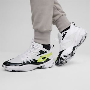 Genetics Unisex Basketball Shoes, PUMA White-Electric Lime, extralarge-IND