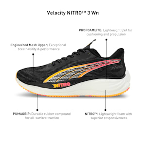 Velocity NITRO™ 3 Women's Running Shoes, PUMA Black-PUMA Silver-Sun Stream, extralarge-IND