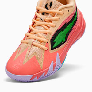 Tenis de básquetbol juvenil Scoot Zeros Georgia Peach, Passionfruit-PUMA Green-Peach Fizz, extralarge
