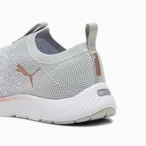 Softride Remi Slip-On Knit Women's Running Shoe, Ash Gray-PUMA White-Rose Gold, extralarge