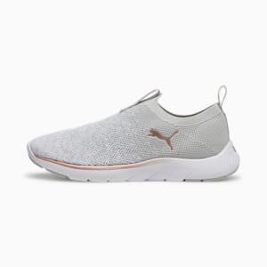 Softride Remi Slip-On Knit Women's Running Shoes, Ash Gray-PUMA White-Rose Gold, extralarge-IND