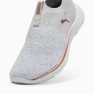 Softride Remi Slip-On Knit Women's Running Shoe, Ash Gray-PUMA White-Rose Gold, extralarge