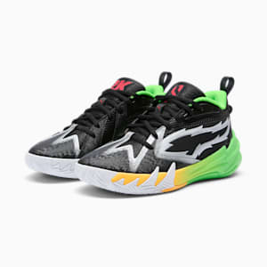 PUMA x 2K Scoot Zeros Big Kids' Basketball Shoes, PUMA Black-Fluo Green, extralarge