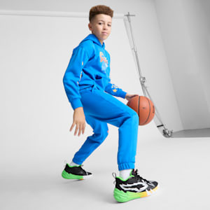 Tenis de baloncesto para niños grandes PUMA x 2K Scoot Zeros, PUMA Black-Fluo Green, extralarge