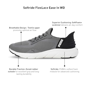 Softride FlexLace Ease In Running Shoes, Flat Medium Gray-Flat Dark Gray-Warm White, extralarge-IND