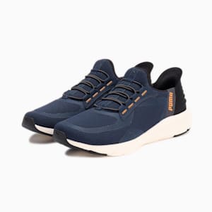 ユニセックス ソフトライド フレックス レース イーズイン ワイド ランニングシューズ, Club Navy-PUMA Black-Caramel Latte, extralarge-JPN