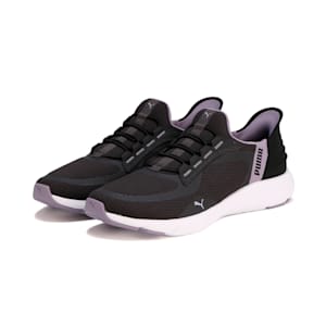 ユニセックス ソフトライド フレックス レース イーズイン ワイド ランニングシューズ, Flat Dark Gray-PUMA Black-Pale Plum, extralarge-JPN