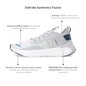 SOFTRIDE Symmetry Fuzion Running Shoes, Gray Fog-Silver Mist-Blue Horizon, extralarge-IND