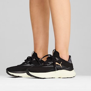 SOFTRIDE Mayve Leopard Running Shoes Women, PUMA Black-Warm White-PUMA Gold, extralarge