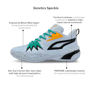 Genetics Speckle Basketball Shoes, PUMA Black-Silver Mist-Jade Frost, extralarge-IND