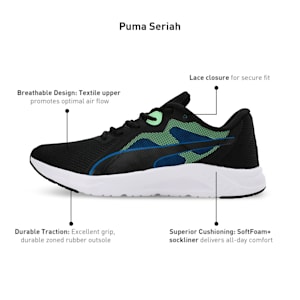 Seriah Men's Running Shoes, PUMA Black-Spring Fern-Racing Blue, extralarge-IND