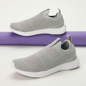 SOFTRIDE Posse Women's Slip-On Shoes, Ash Gray-PUMA White-Vivid Violet, extralarge-IND