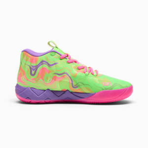 Chaussures de basketball PUMA x LAMELO BALL MB.01 Toxic pour homme, Purple Glimmer-KNOCKOUT PINK-Green Gecko, extralarge
